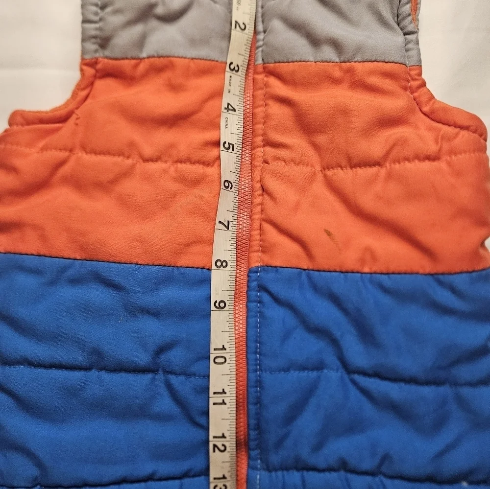 Wonder Kids Boys Orange, Blue And Gray Puffy Vest With Full Zipper Size 3T